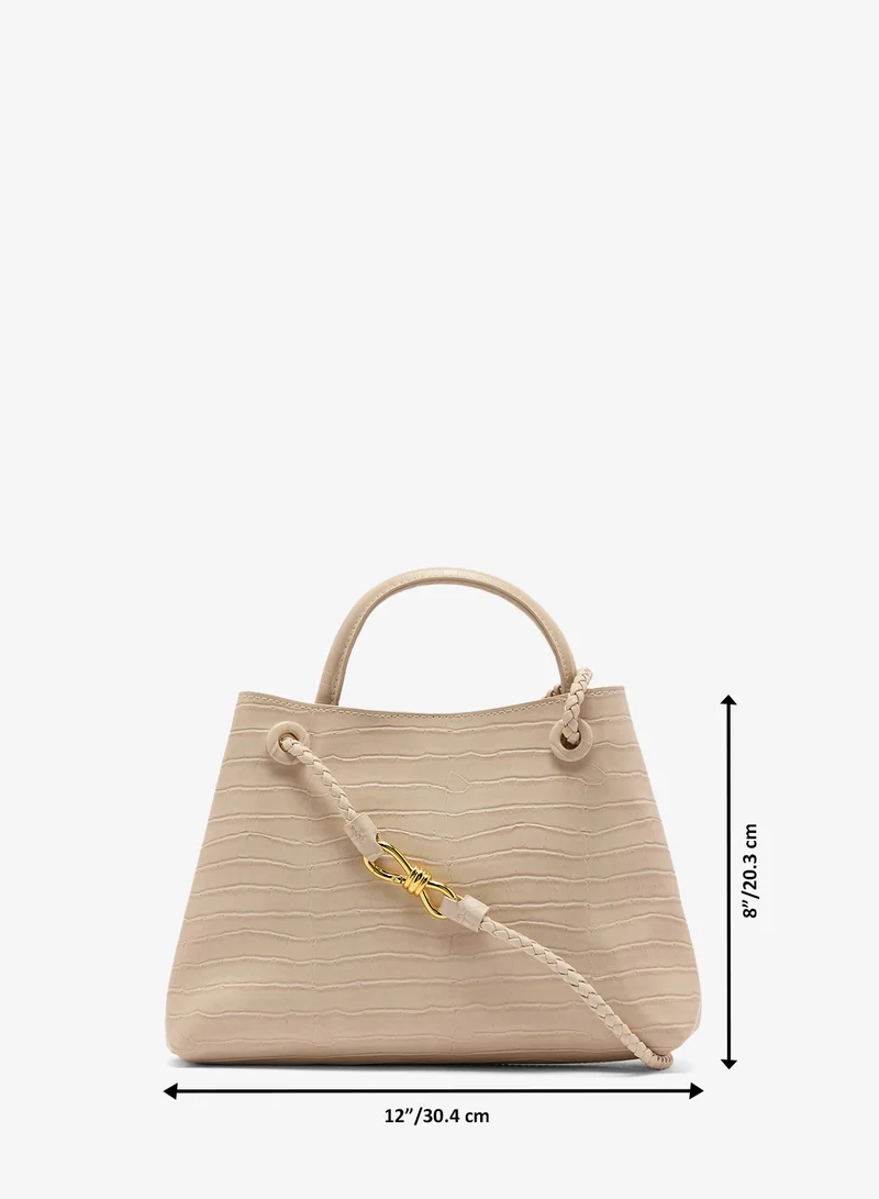 Ella White Textured Detailed Tote Bag for Women | Best Price UAE